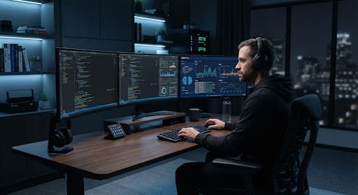Workspace with monitors